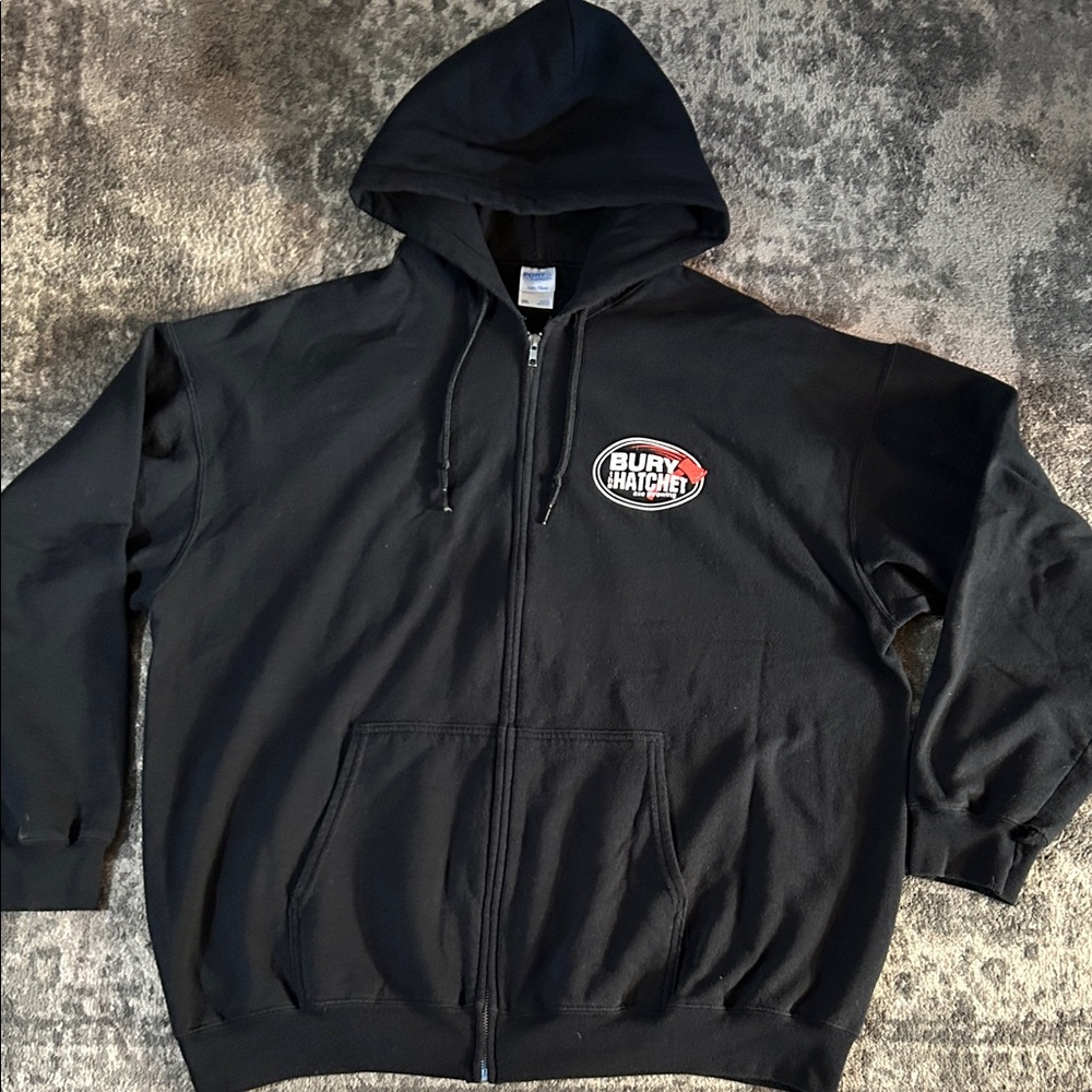 Bury the Hatchet Axe Master Black Hoodie Zip Front Jacket with Pockets